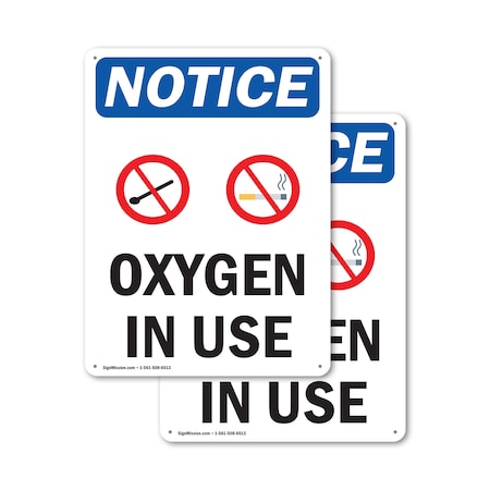 Signmission Oxygen In Use, 10 in W x Rectangle, Plastic OS-2PACK-NS-P-1014-V-17100